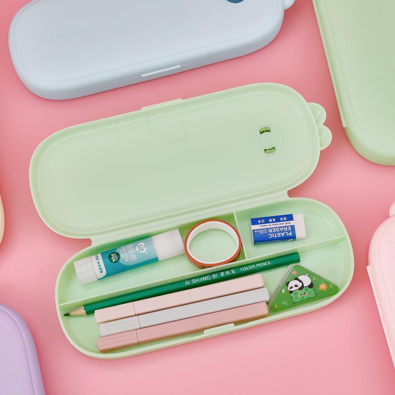 Cute Macaron Color Stationery Box Large Capacity Multi Functional Pencil Case Student Gift Waterproof Storage Box