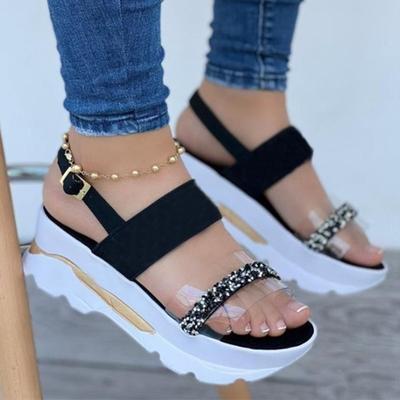 Fashion Sandals Women Summer Bling Crystal Wedge Heels Sandals Platform Shoes Summer Sandalias Mujer Elegant Wedges Shoes For Women