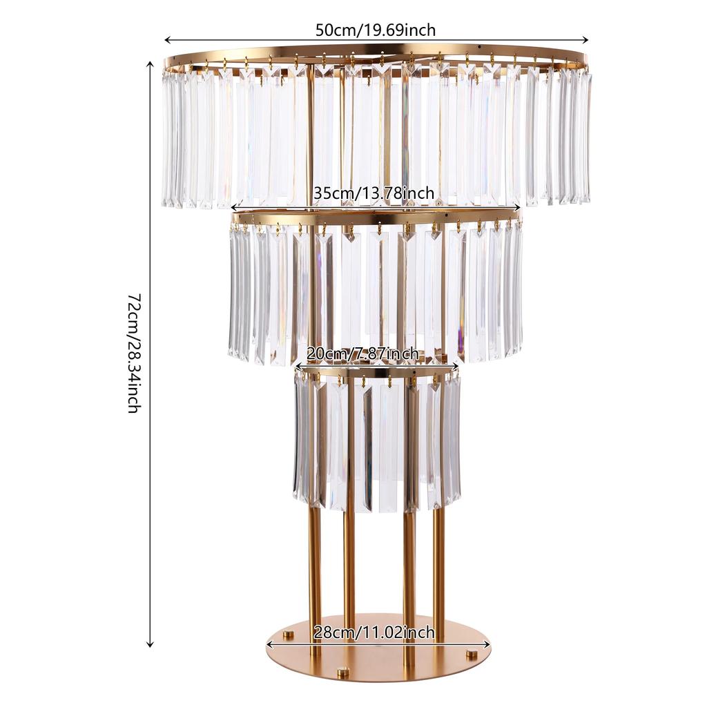 3 Tiers Crystal Wedding Flower Stand, Centerpieces Vases with Clear Crystal Pendants, for Wedding Events Birthday Party Home