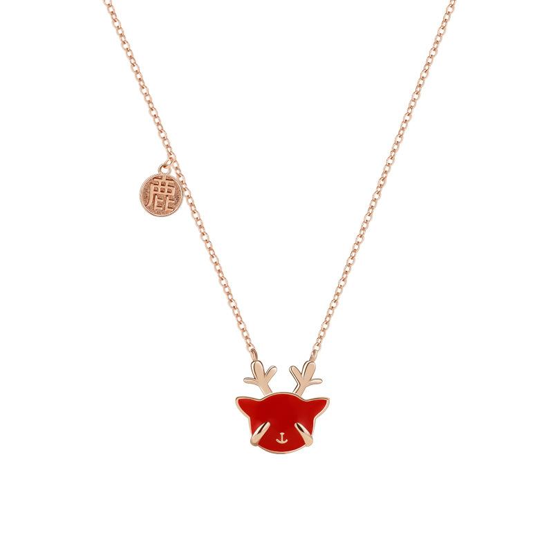 Temperature-sensitive Color Change Has Your Necklace All the Way, Zodiac Antlers Cartoon Chinese Style, Court Style Pendant Female