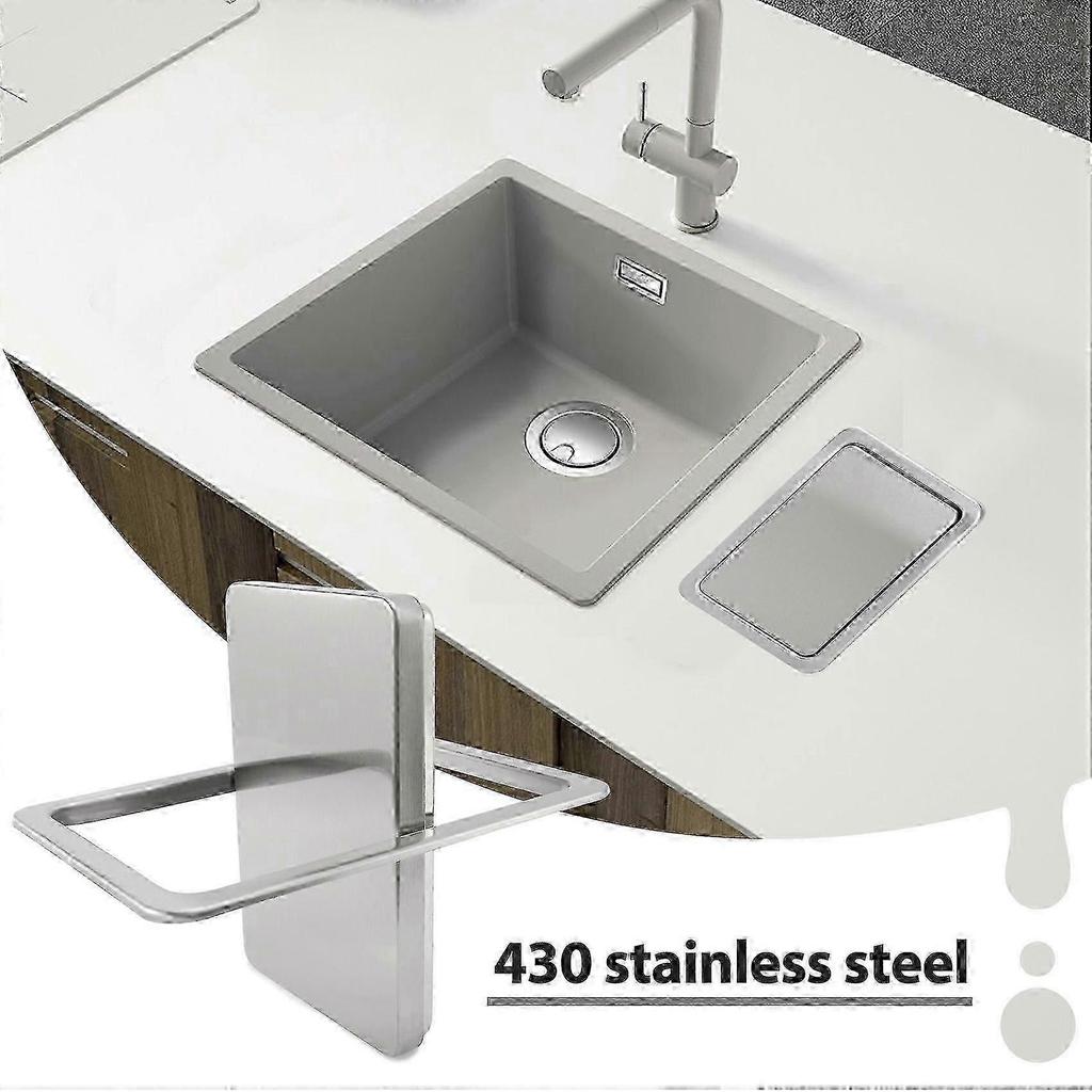 Stainless Steel Garbage Flap Lid Trash Bin Cover Built-in Balance Swing Flap Garbage Lid for Kitche