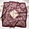 27.55in Elegant Paisley Print Square Scarf Thin Satin Shawl Casual Sunscreen Headscarf For Daily Life