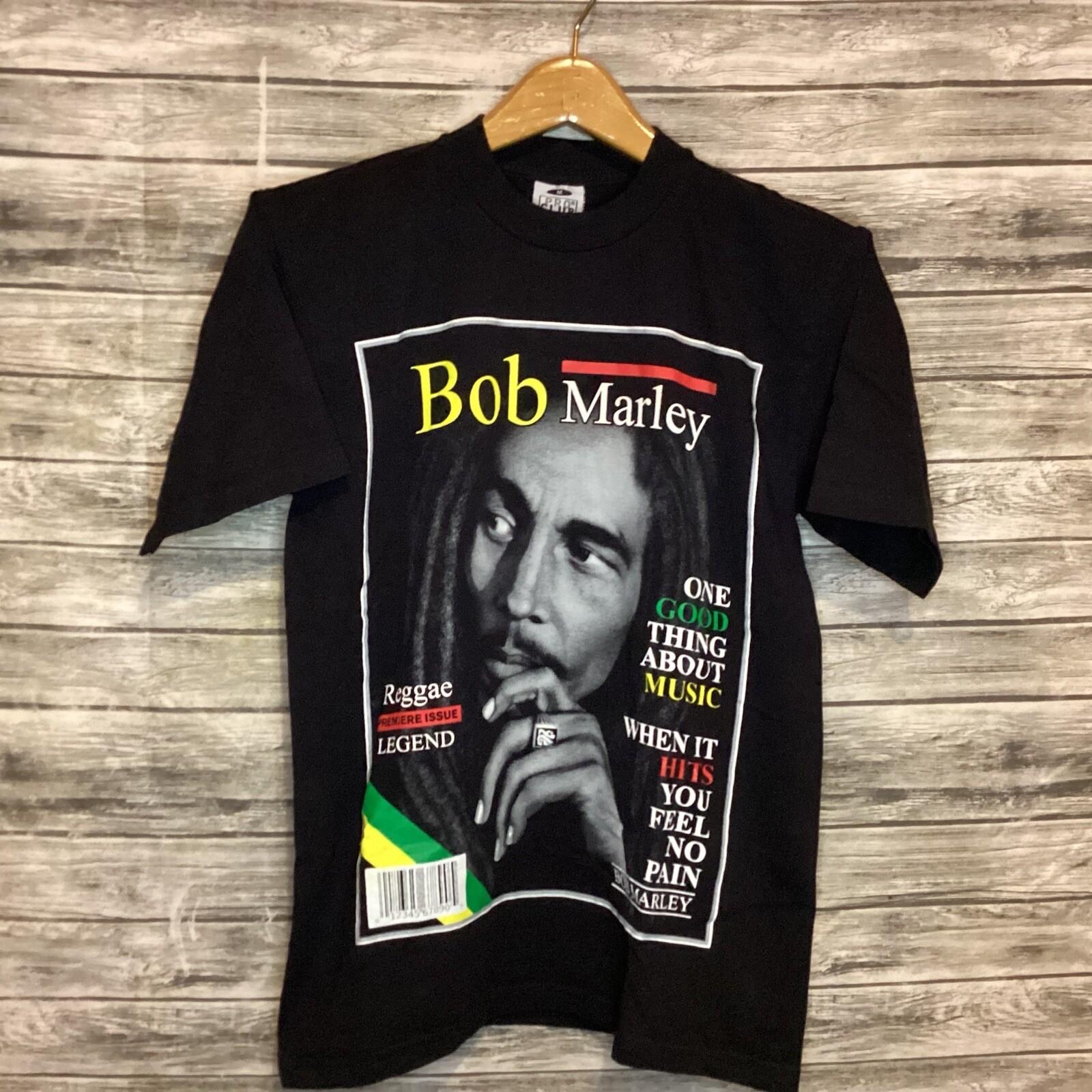 Винтажная футболка Bob Marley Мужская Средняя Черная Регги Pro Club Тяжелый Хлопок 90-е Унисекс Футболка S