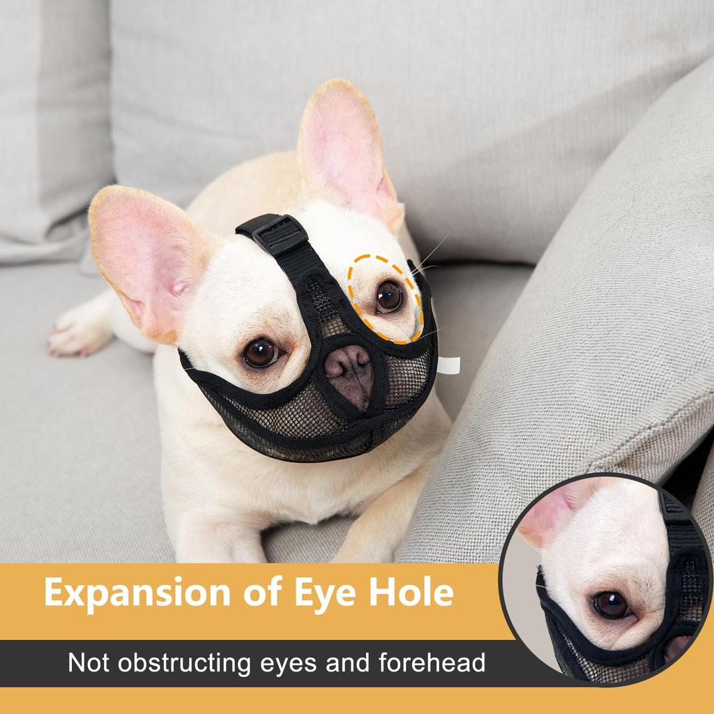 Short Snout Dog Muzzle Mesh Adjustable Breathable Anti Biting Bulldog Short Snout Muzzle for Dogs Bulldog Mouth Muzzle