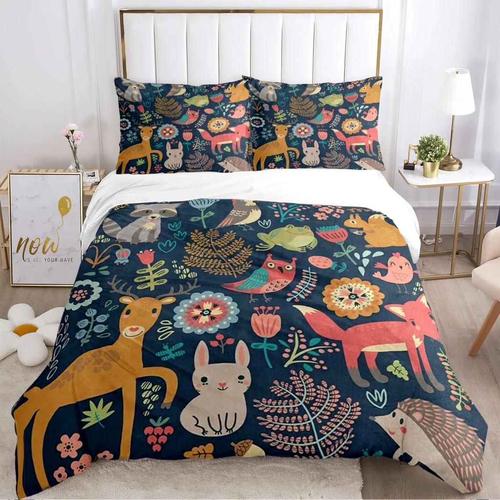 Comforter Fashion Cartoon Bedding Set Cat Dog Animal Soft And S For Teens Boys Single/Twin/Queen/King