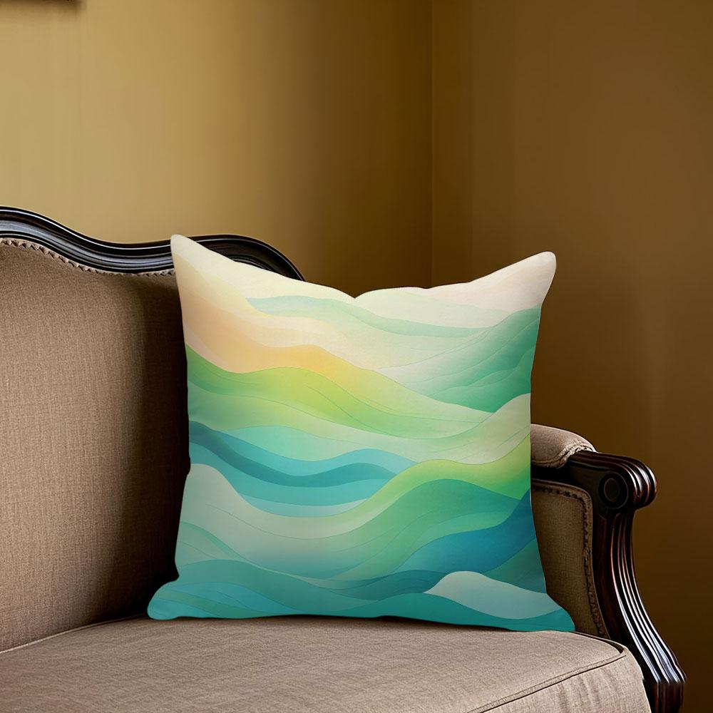 Pastel Wave Square Jacquard Pillow Cover for Sofa Office Waist Cushion Cover Home Decorative Pillowcase