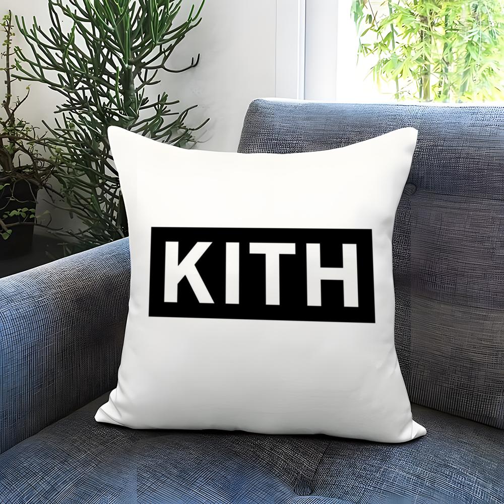 Capa de Almofada Clássica com Logo K-KITH Capa de Travesseiro Reversível Confortável Ideal para Carro Sofá Quarto e Além