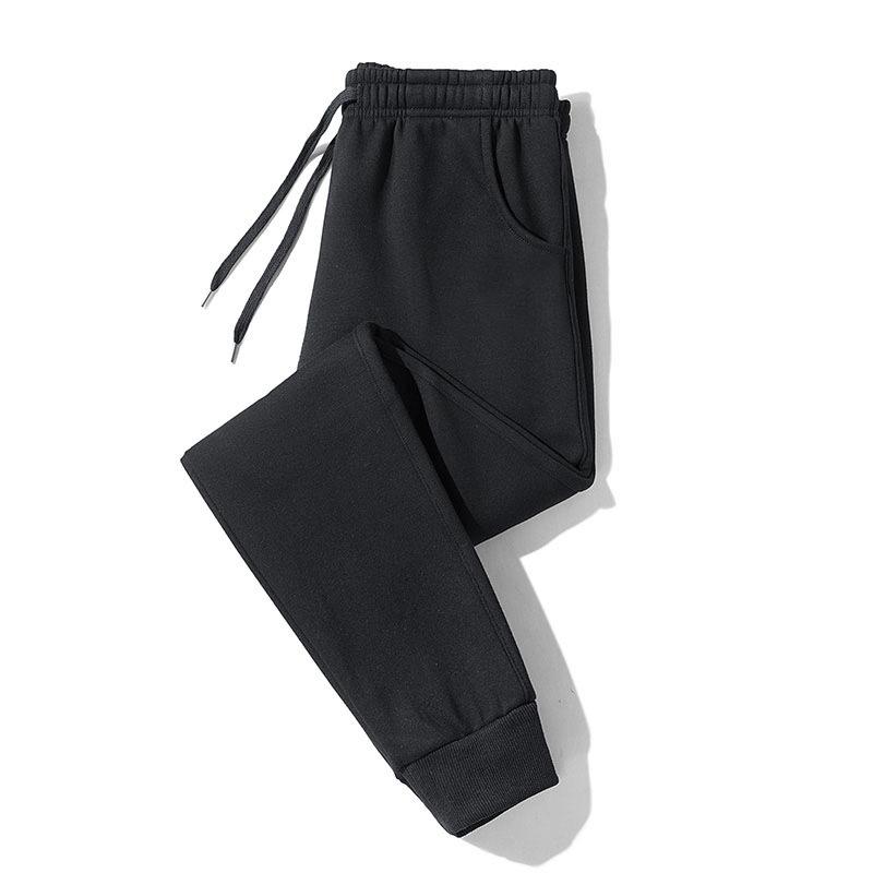 Casual sweatpants men's autumn and winter new large size tied feet thickened trendy printed velvet pants