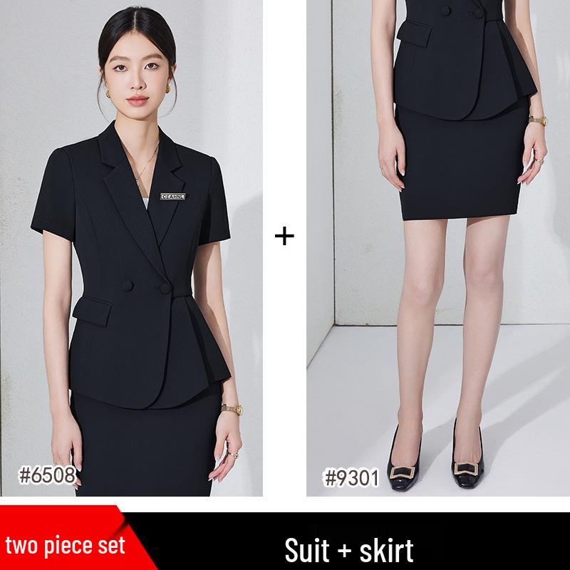 Summer 2024 Women's Professional Short Sleeve Suit Set for Reception & Retail Work