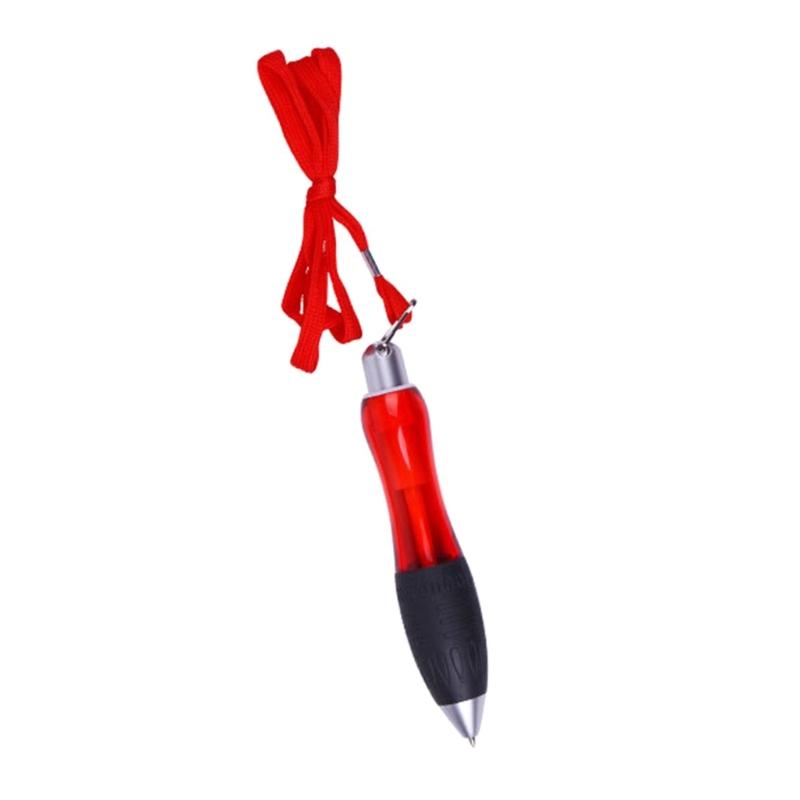 5Pcs Squeezable Round Pens Ballpoint Pen with Ropes Red Blue Black Green Orange