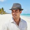 Kurzkrempe Geflochtener Strohhut Leichte Urlaubs-Strandkappe Sonnenschutzkappe Herren Panama-Hut Karneval