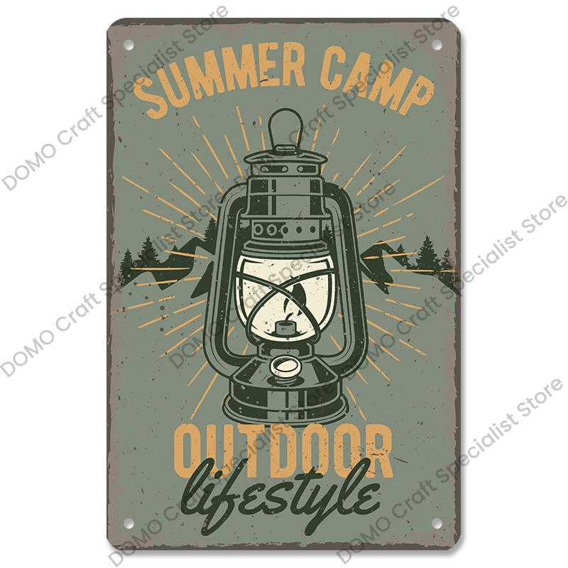 Camping Abenteuer Plaketten Vintage Metall Platte Berg Reise Campervan Touren Retro Metall Zeichen Wand Dekor Reise Club Camping Autos