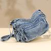 Retro Denim Single Shoulder Crossbody Bag - Large Capacity, Casual & Trendy