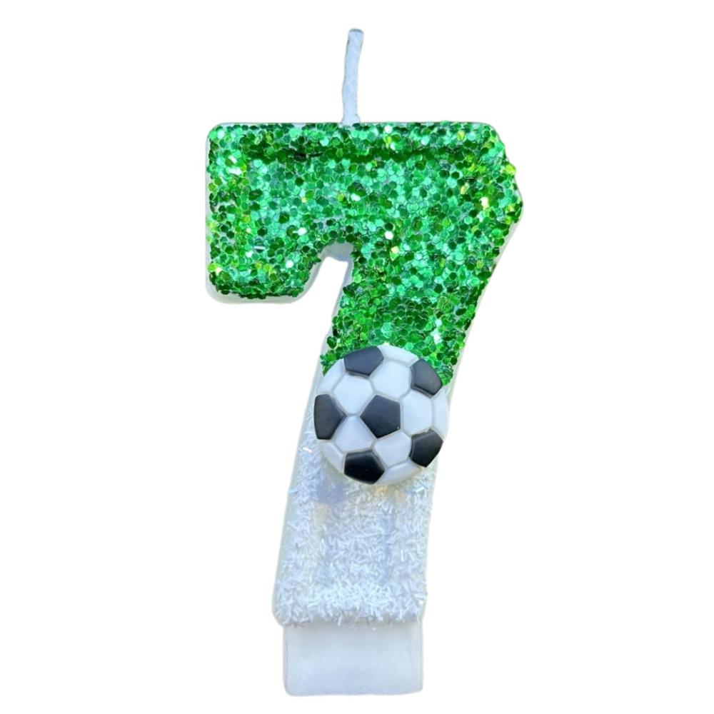 Football Children's Birthday Candles 0-9 Number Green Sparkles Birthday Soccer Ball Candle For Boy Party Soccer Fans Party Decor