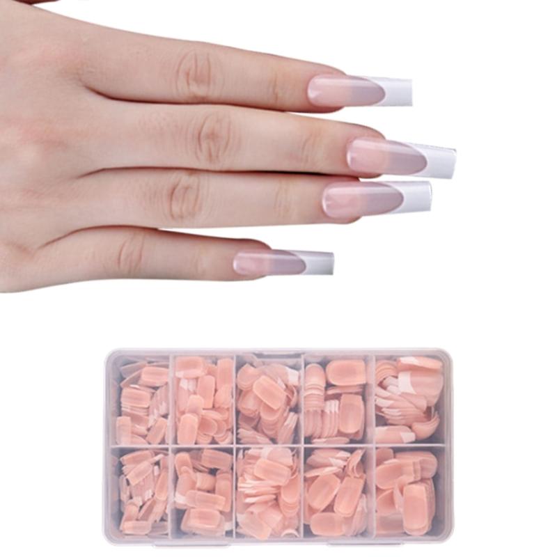 600x/Box French Tip False Nails Press On Nail Almond False Nails Full Cover Stick On Nail  Ballerinas Artificial Nails