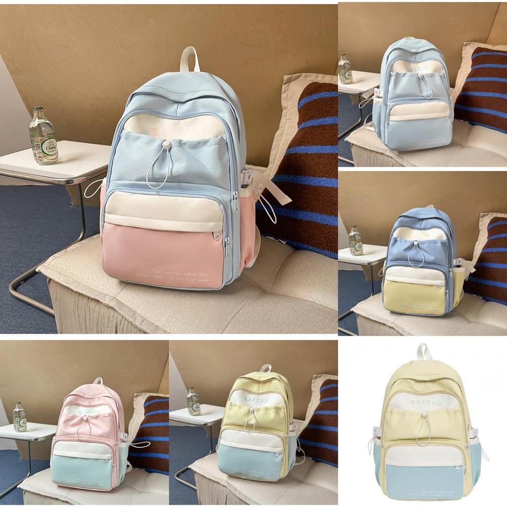 Trendy Backpack Nylon For Girls With Letter Print And Color Design Blocking