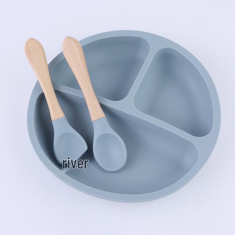 Children's Silicone Divided Plate Set: Food-Grade Tableware with Fork & Spoon for Babies and Toddlers