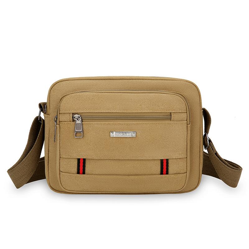 New Men's Shoulder Bag Business Multi Layer Simple Canvas Bag with Large Capacity and Light Tide Messenger Bag.