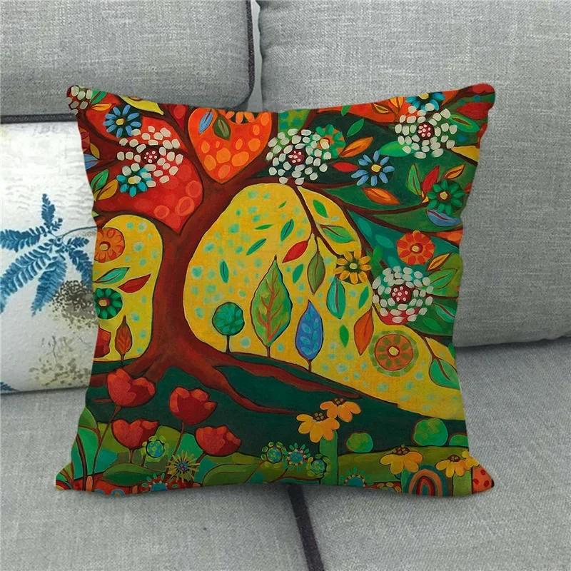 Living Room Bedroom Sofa Bed Chair Pillowcase Pumpkin Plant  Watercolor Thanksgiving Linen