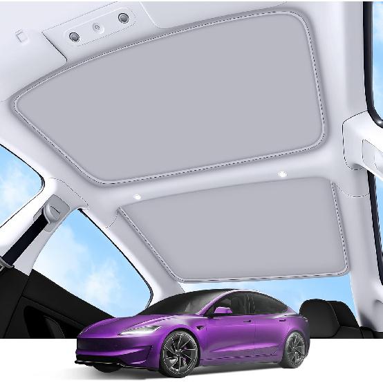 2026 Upgrade Sunshade Roof For Tesla Model Y Accessories 2024-2020 | [No-Gap/Sag-Free] Heat Insulation Glass Roof Sunshade Sunroof for Tesla Model Y