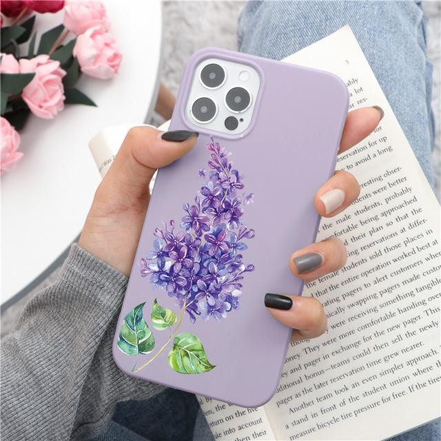 Husă de telefon cu flori de lavandă pentru Iphone Se3 2022 Se2 7 8plus X Xr Xs 11 12 13 14 Pro Max Mini 6 6s Plus Funda moale TPU rezistentă la șocuri