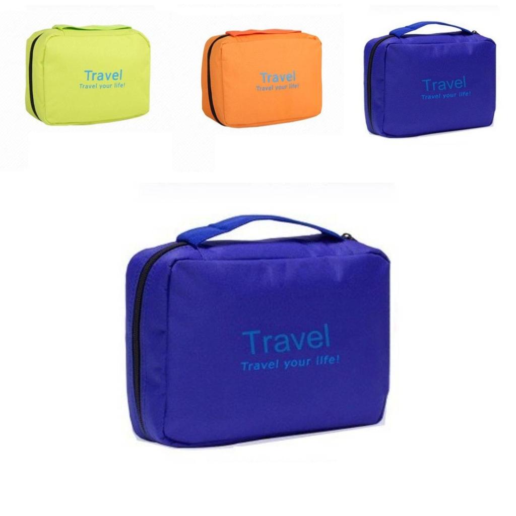 Spacious Travel Cosmetic Bag Cube Shaped High Density Oxford Cloth For Bathroom Bedroom
