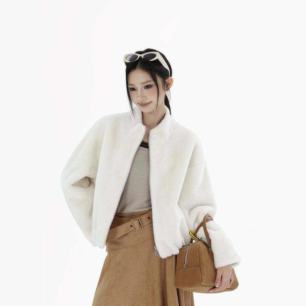 Shirt rhyme • [Commuterism] Imitation Toka straight fur, minimalist and versatile, autumn and winter stand-up collar short silhouette