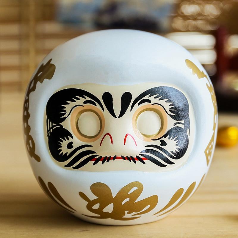 Japońska ceramiczna statuetka Daruma, amulet szczęścia, ozdoba zen, figurka fengshui, skarbonka, dekoracja stołu do domu, prezenty, 4"