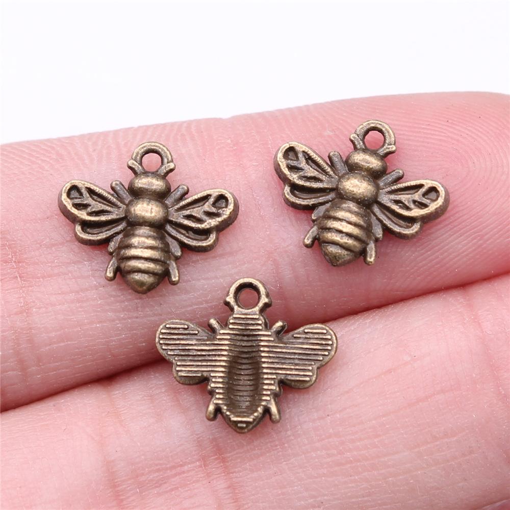 20pcs Charms Bee Tibetan Bronze Silver Color Pendants Antique Jewelry Making DIY Handmade Craft