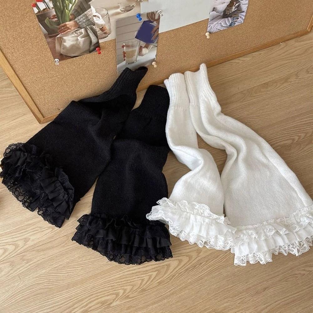 JK Lace Leg Warmers Y2k Knee High Girls Stockings Kawaii Lolita Boots Cover  Autumn/Winter