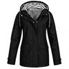 Damenmode Einfarbige Kapuzenjacke Locker Lässig Wasserdicht Outdoor Jacke Leichter Windbreaker Regenmantel für Wandern Camping