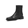 Krazing Pot Sheepskin Winter Square Toe Western Boots Med Heels Zipper Women Ankle Boots