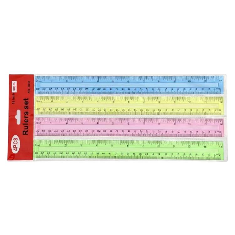 4Pcs 12Inch Clear Rulers Drawing Ruler Math Ruler Measuring Ruler Measuring Tool for Drawing Drafting Measuring 1