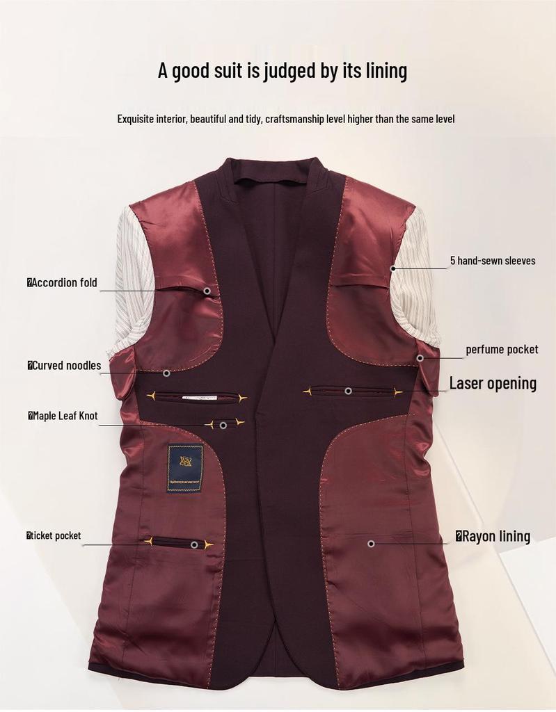Luxury Men's Custom Suit Set - Tencel Cotton Wool Blend, Fine Twill Fabric, Business Formal Wear.