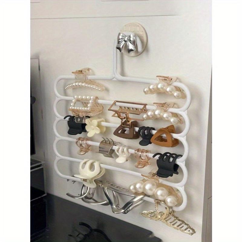 1/2/3 Hair Claw Hair Accessory Organizer Rack, Wall Mounted Large Capacity Multi-Layer Dorm Hair Clips and Headbands Storage Holder