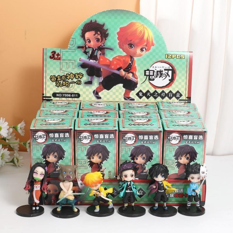New Styles Anime Demon Slayer:Kimetsu no Yaiba Blind Box Set Handmade Figure Cartoon PVC Doll Desktop Decoration Birthday Gift