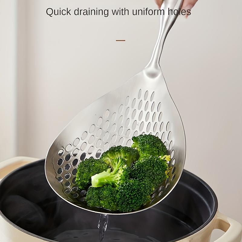 304 Stainless Steel Strainer Ladle Wide Skimmer Spoon Noodle Dumpling Strainer Mesh Scoop Kitchen Filter Tool