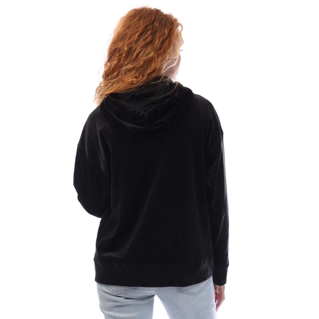 DKNY Womens/Ladies Rhinestone Velour Logo Full Zip Hoodie