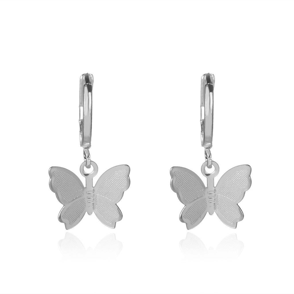 Korean Style Frosted Butterfly Dangle Ear Cuffs - Versatile and Simple Women's Fashion Earrings