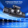 BEPOCAM Dash Cam 4K 4 Channel Front and Rear Inside 360° Car Camera for Cars Built-in WiFi GPS WDR Night Vision 24H Parking Mode