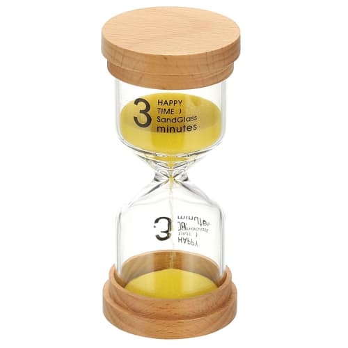 PATIKIL 3-Minute Hourglass, Wooden and High Borosilicate Glass Hourglass, Yellow
