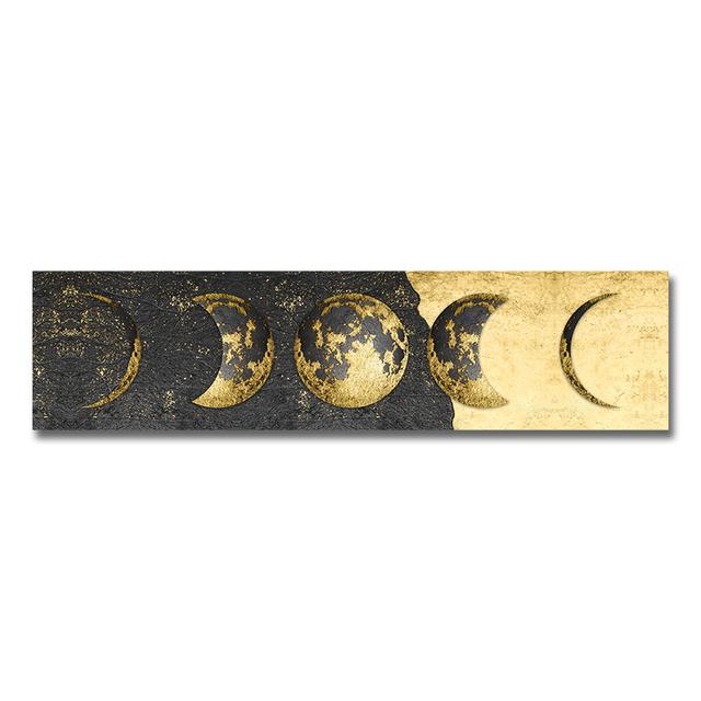 Poster Stampa Arte Murale Luna Dorata Creativa Pittura su Tela Fasi Lunari Immagini Solari Pianeta per Decorazione Camera Bambini Cuadros