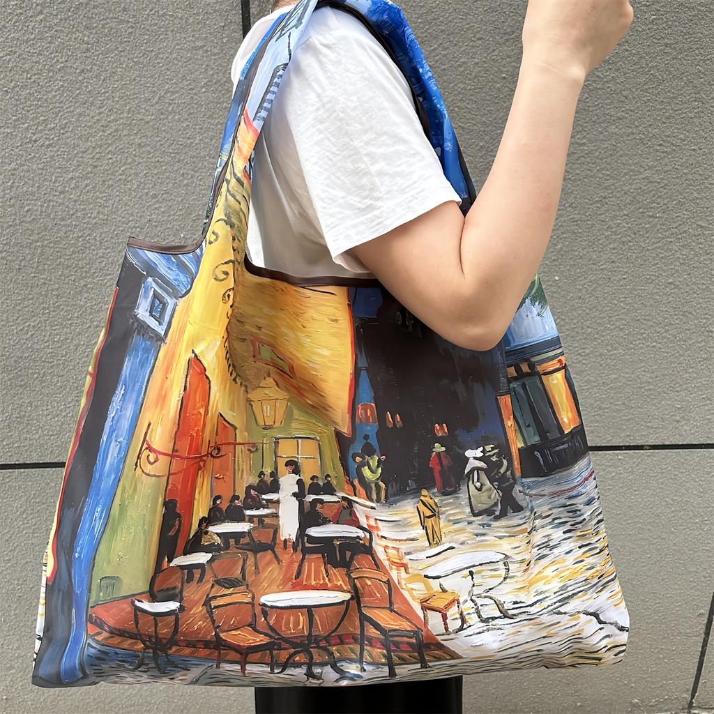 Sac à bandoulière pliable élégant Grande capacité Sac à bandoulière portable pour femmes, Sac fourre-tout de shopping avec plusieurs motifs disponibles