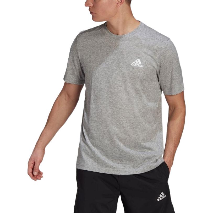 Adidas T Shirts Men's Gray Crew Neck Moderate Straight Fit GT5555