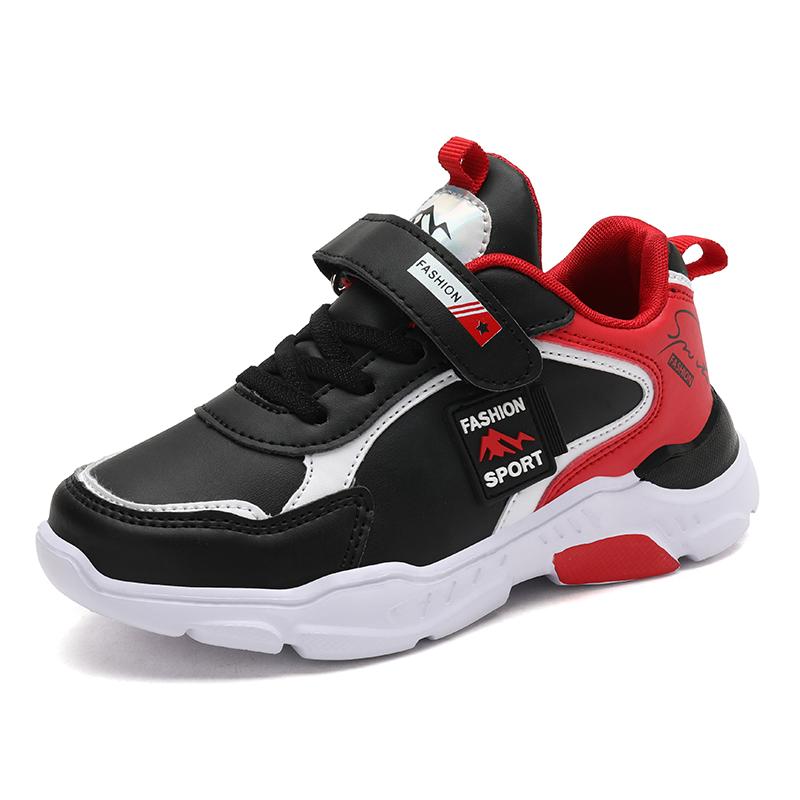 Boys Running Sports Shoes Girls Elastic Casual Sneakers PU Leather Jogging Shoes for Kids Outdoor Sneakers