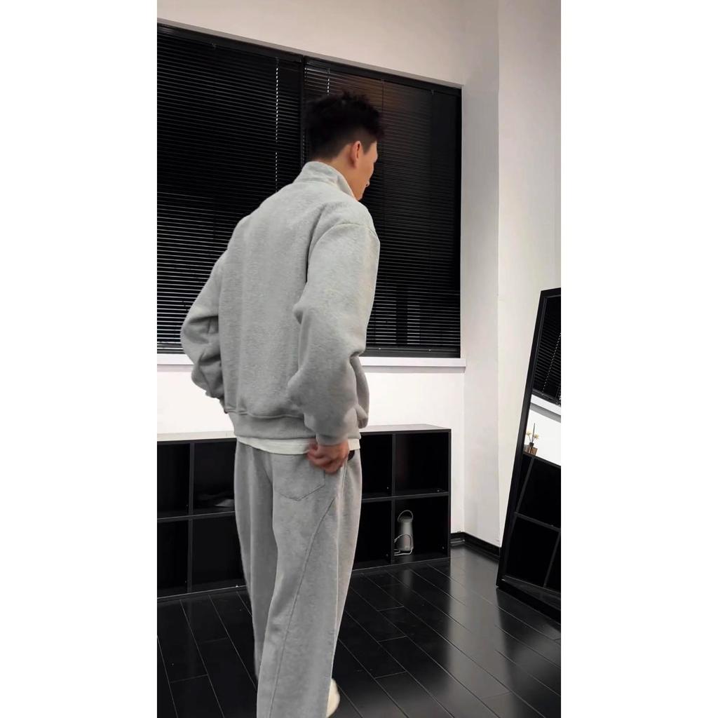 Men's High-End Cotton Long-Sleeve Sweatshirt – Solid Color, Round Neck, Versatile, Skin-Friendly Base Layer