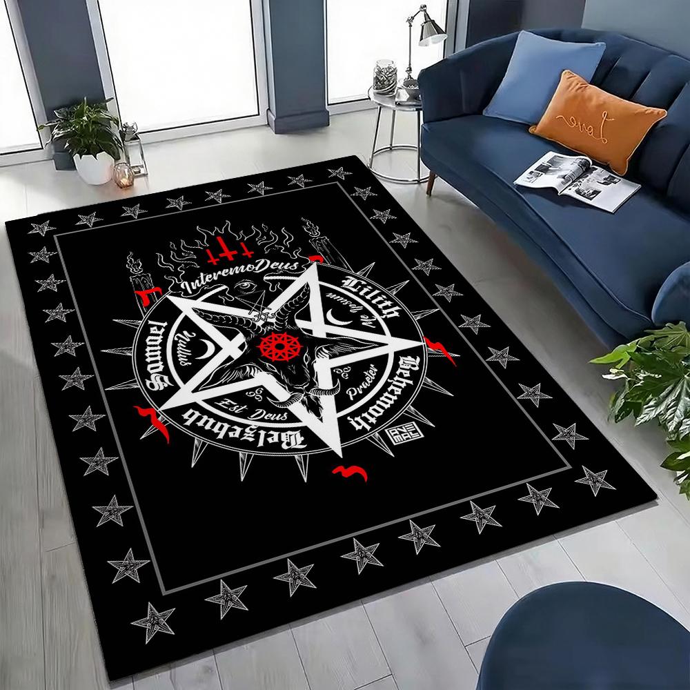 Dark Occult Pentagram Ritual Theme Indoor Rug Allseason Carpet For Bedroom Study Home Decor Halloween Gift