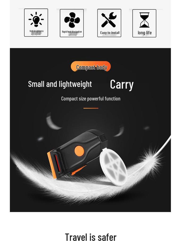 USB Rechargeable Dual Color Star-Shaped Taillight for Children's Balance Bikes