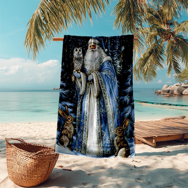 Ultra-Soft Beach Towel with Christmas Santa Claus Theme,Ideal for Pool - Camping, Diving - Perfect Travel Essential, Vibrant Beach Towel.