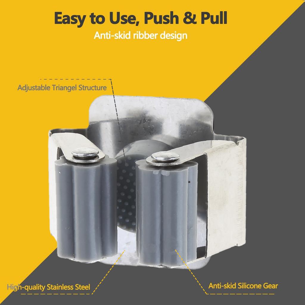 4-Pack Mop and Broom Holder Wall Mount Broom Grippers Holds Self Adhesive No Drilling Broom and Dustpan Hanger for Home